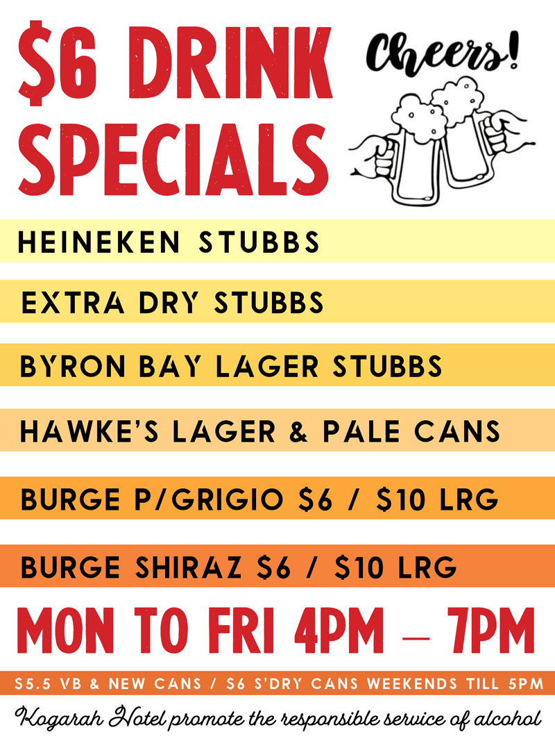 Kogarah Hotel Drink Specials